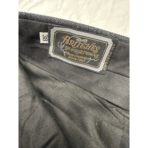 Britghes of Georgetowine 100% Wool Dres Pants Tailored Pleated 38x27 Dark Grey - Picture 3 of 12